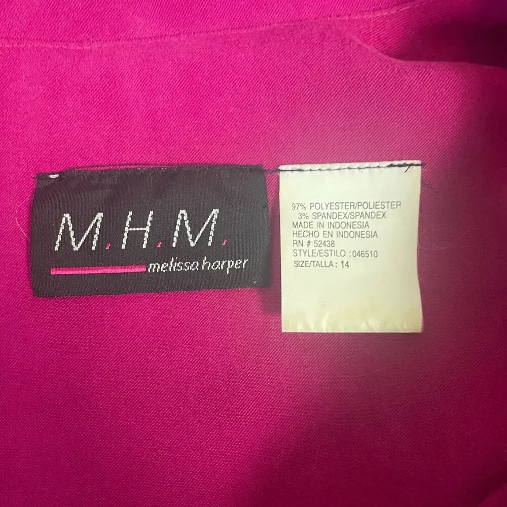 Vintage Blazer Jacket Womens Size 14 Hot Pink Black Stripe Cropped Suede 90s Y2K